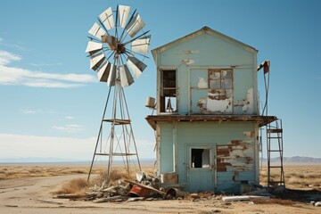 windmill on a farm in the American West