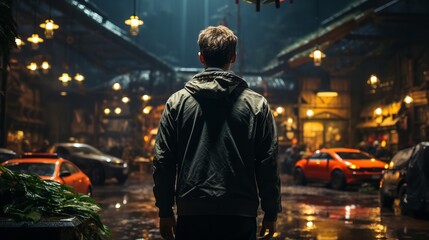 Obraz premium Person in the street. Hand edited generative AI