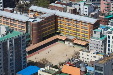School in South Korea. Generic elementary school building in Busan.