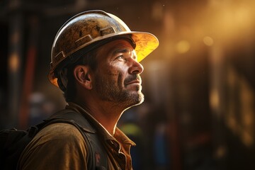 Construction Worker with Hard Hat: Honoring Labor Day - AI Generated