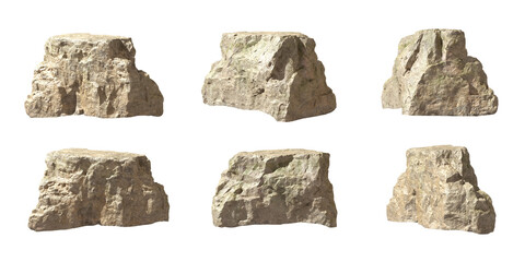 Cutout nature rocks beige collections set 3d render png © Krit