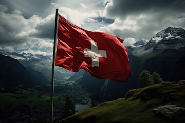 Swiss Flag in Switzerland - AI Generated