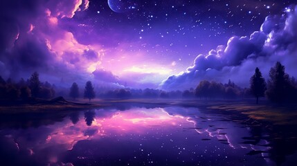 Purple Starlit Sky - AI Generated