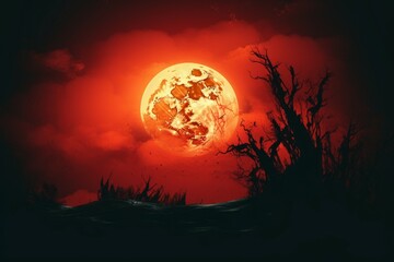 Red moon darkness. Generate Ai