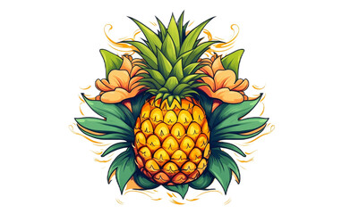 Summer Pineapple Sublimation - Isolated Illustration, Generative Ai