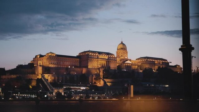 royal palace in budapest at night
