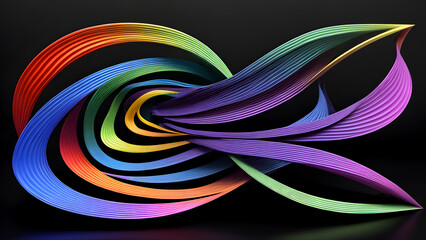 Creative unique shaped lines colorful vintage 3D abstract for background