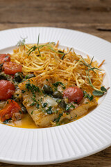 Delicious pasta in a restaurant 