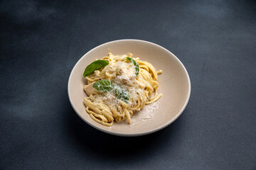 Delicious pasta in a restaurant 