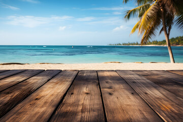 Seaside Elegance Natural Organic Product Display on a Wooden Table with Coconut Tree