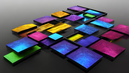 Creative unique box shapes colorful 3D abstract for background