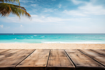 Beachside Wooden Table for Showcase Organic Products