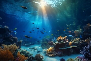 Fototapeta na wymiar coral reef in the sea. Generative AI.