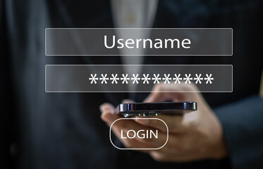 People use phone security scanning protect concept, technology digital futuristic, username,...