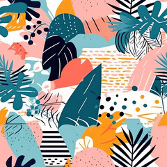 Tropical leaves repeat pattern