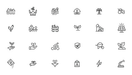 Agriculture icon set. Ecology line icons set.