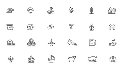 Agriculture icon set. Ecology line icons set.