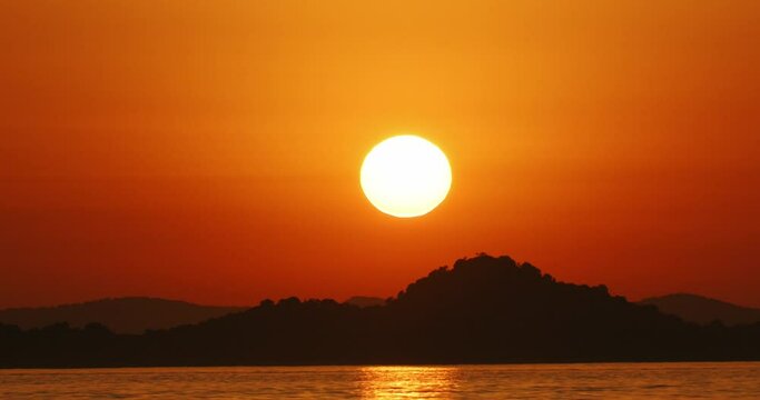 Timelapse of the sunset on the Adriatic Sea near Zlarin Island, Croatia