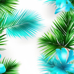 Fototapeta na wymiar Palms floral tropical leaves exotic repeat pattern