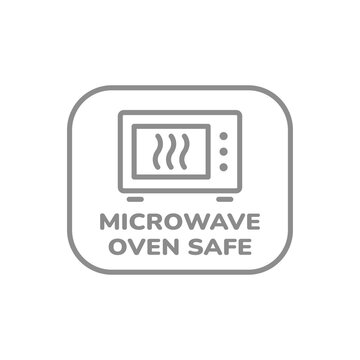 Microwave oven safe label. Vector sticker for pots, pans and dishes.