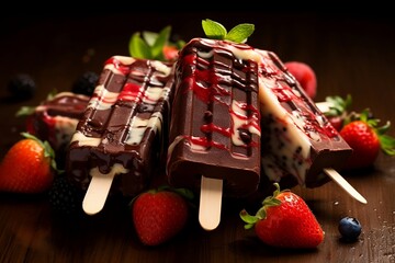 Chocolate popsicle on a stick