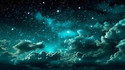 Fototapeta na wymiar Stellar Night with Blue-Green Tints - AI Generated