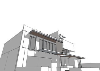 house building sketch architecture 3d 