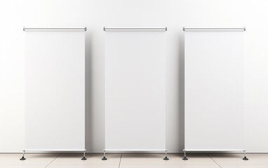 blank roll up banner display stands loft interior. Roll up blank white banner