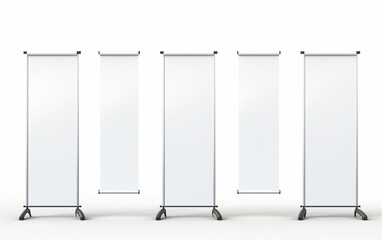 blank roll up banner display stands loft interior. Roll up blank white banner