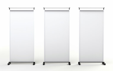 blank roll up banner display stands loft interior. Roll up blank white banner