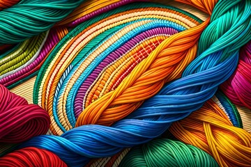 close up of colorful yarn, close up of colorful yarn in basket