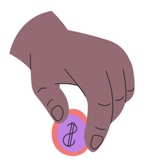 Saving or investing money, hand holding cash coin