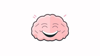 A cartoon of brain smiling. Illustration.