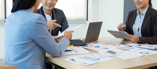 Businessman is showing or report about company profit in the meeting