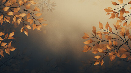 Featuring delicate silhouettes of leaves and branches against a backdrop of warm colored.