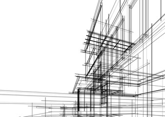 house building sketch architecture 3d illustration