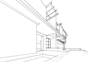 house building sketch architecture 3d illustration