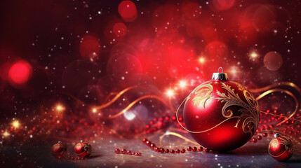 Christmas background with a red ornament. generative ai
