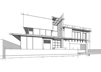 house building sketch architecture 3d illustration