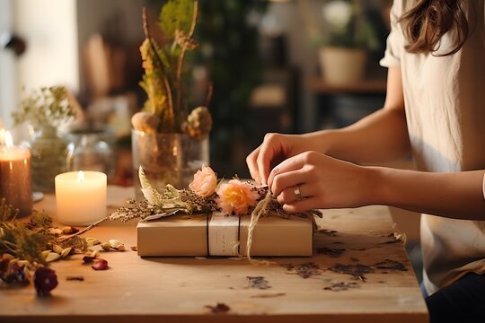 a person making a homemade gift, emphasizing the personal and heartfelt nature of handmade presents.