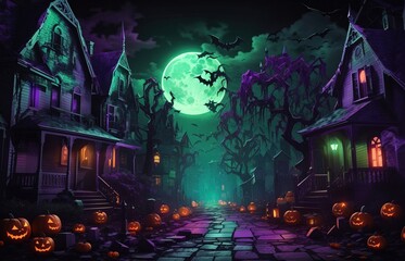 Obraz premium Scary Street Halloween Theme