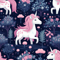Fantasy unicorns cute cartoon repeat pattern