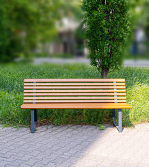 New Modern Bench in Park, Outdoor City Architecture, Wooden Benches, Outdoor Chair, Urban Public Furniture