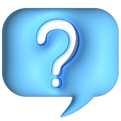 Question mark blue speech bubble 3d