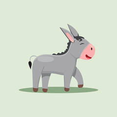 Cute funny donkey character isolated. Cartoon character face