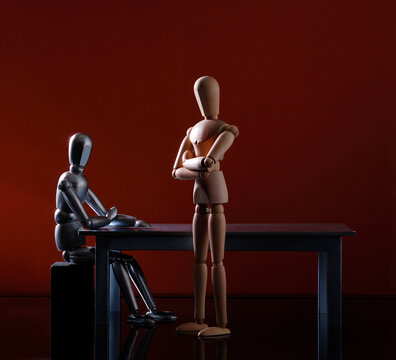 Image of interrogation using artists dummies
