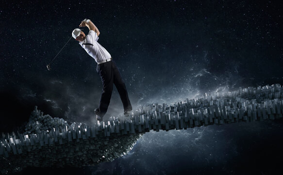 Abstract image of golfer taking a swing