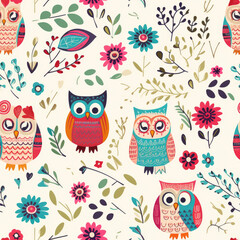 Cute owl simple childish repeat pattern