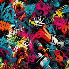 Obraz premium Graffiti funky doodles repeat pattern