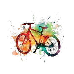 Fototapeta na wymiar Bicycle watercolor paint